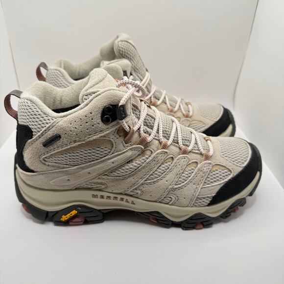 Merrell Woman’s Moab 3 Mid Waterproof Moonbeam Beige Hiking Boot- Size 8.5 - Picture 3 of 8